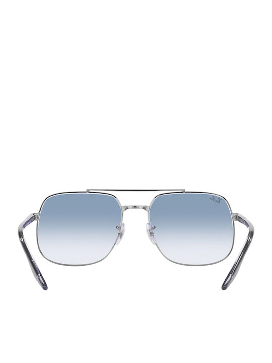 Ray Ban Unisex Sunglasses with Silver Metal Frame and Blue Gradient Lens