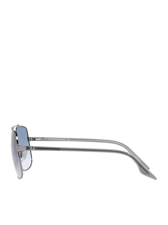 Ray Ban Unisex Sunglasses with Silver Metal Frame and Blue Gradient Lens