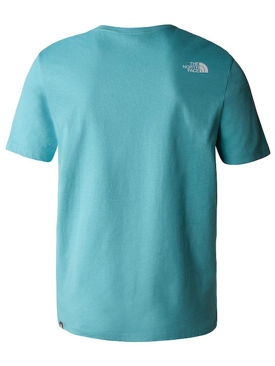The North Face Mountain Line Ανδρικό T-shirt Τιρκουάζ με Στάμπα