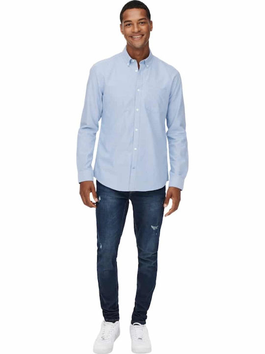 Μακρυμάνικo Πουκάμισο σε Στενή Γραμμή Cashmere Blue