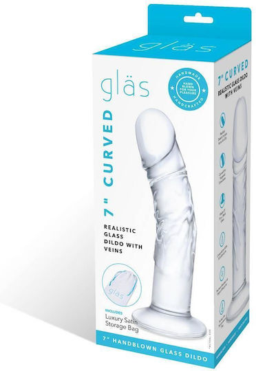 Glas Gebogen Glasdildo Mit Saugnapf Transparent 18cm