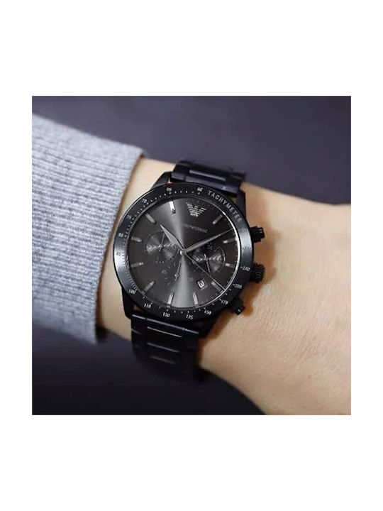 Emporio Armani Watch Chronograph Battery with Black Metal Bracelet
