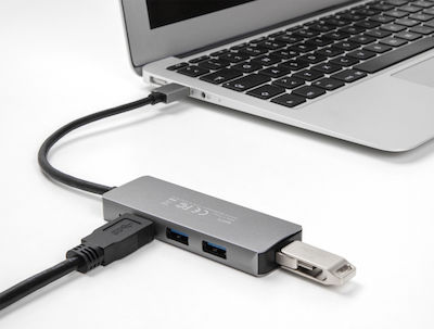 DeLock USB 3.2 4 Port Hub with USB-A Connection Gray