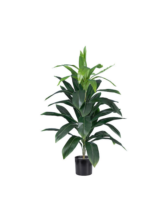 GloboStar Künstliche Pflanze in Blumentopf Dracaena Grün 90cm 1Stück