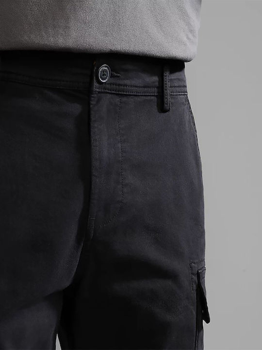 Yasuni Trousers Cargo Elastic in Regular Fit Black