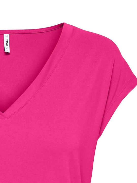 Women's Summer Blouse Cotton Sleeveless with V Neckline Very Berry