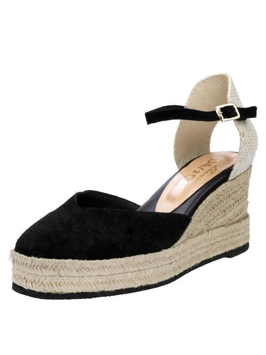 Sante Women's Leather Platform Espadrilles Black