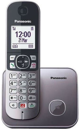 Panasonic KX-TG6851 Cordless Phone with Greek Menu Metallic Grey