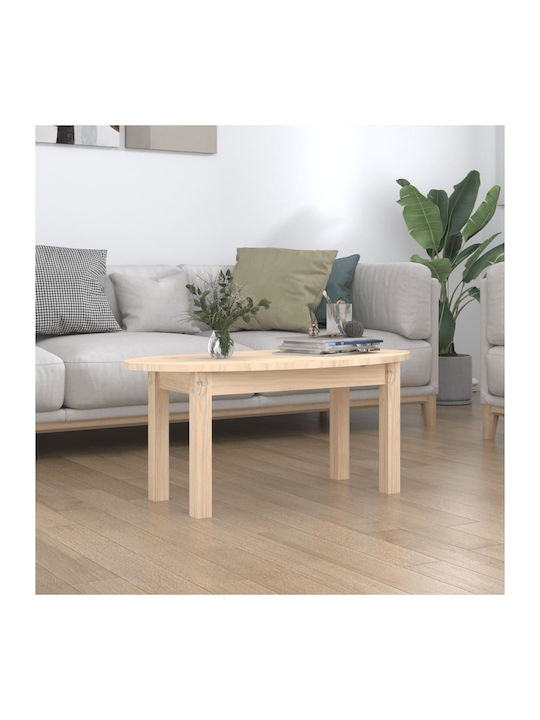 Oval Coffee Table from Solid Wood Natural L80xW40xH35cm.