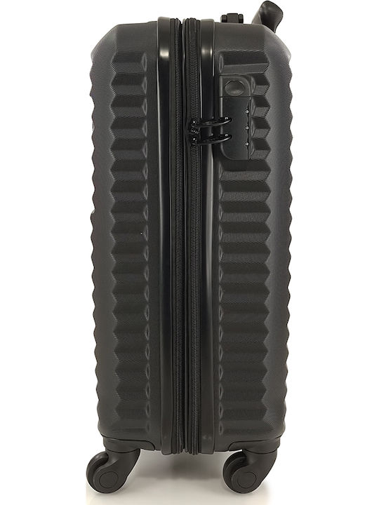 Rain Cabin Hard Black Suitcase with 4 Wheels Height 55cm