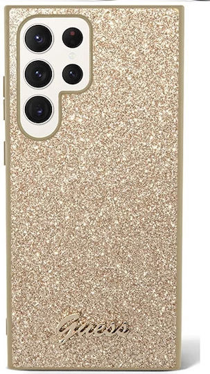 Guess Glitter Script Back Cover Plastic Auriu (Galaxy S23 Ultra)