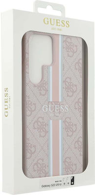 Guess 4G Printed Stripe Plastic / Fabric Back Cover Pink (Galaxy S23 Ultra)