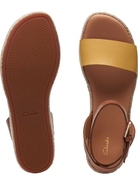 Kimmei Ivy Women's Leather Ankle Strap Platforms Dark Tan