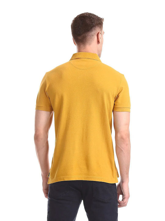 Double S Men's Short Sleeve Blouse Polo Yellow