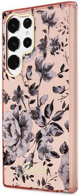 Guess Flower Collection Umschlag Rückseite Kunststoff Rosa (Galaxy S23 Ultra) GUHCS23LHCFWSP