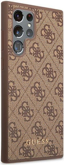 Guess 4G Metal Logo Umschlag Rückseite Kunststoff Braun (Galaxy S23 Ultra)