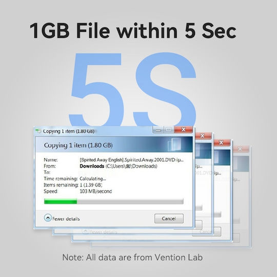 Vention USB 3.0 Cable USB-A male - USB-A female Μαύρο 3m (VAS-A45-B300)