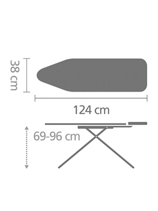 Brabantia Ironing Board For Boiler System Foldable 124x38x96cm
