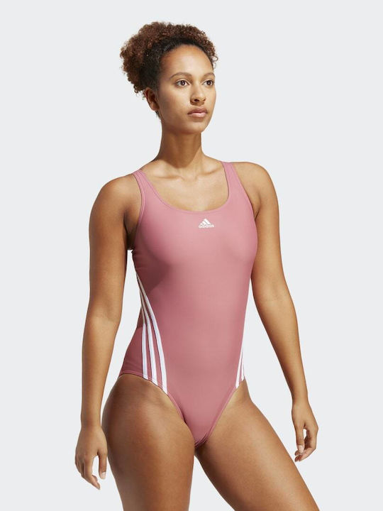 3-Stripes Αθλητικό Ολόσωμο Μαγιό Pink Strata / White