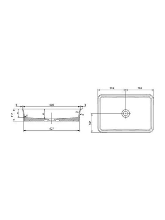 Bocchi Sottile Countertop Sink Porcelain 54.8x37.2x11.5cm Matt Ice Slim Line