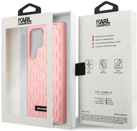 Karl Lagerfeld 3D Monogram Umschlag Rückseite Silikon Rosa (Galaxy S23 Ultra)