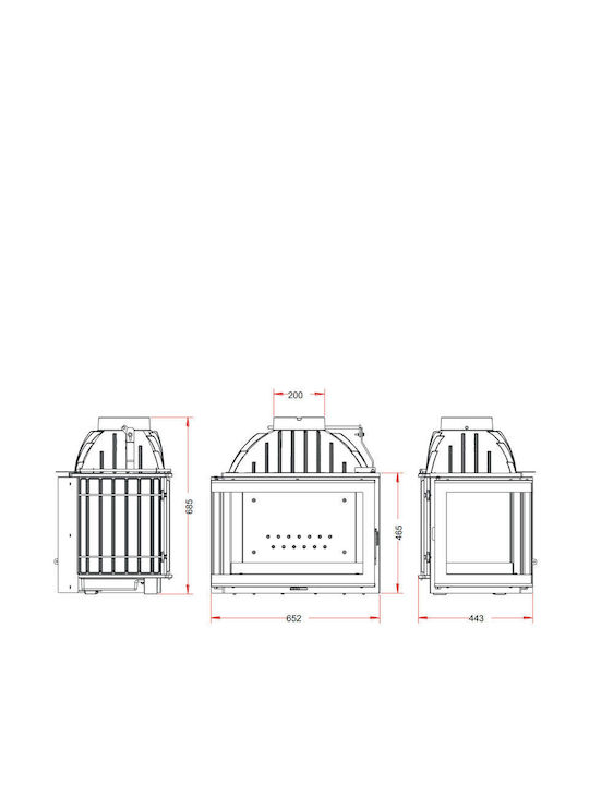 Invicta Corner 700 Șemineu cu inserție Lemn 9kW Colțul stâng cu o ușă care se deschide Rezervor de expansiune închis