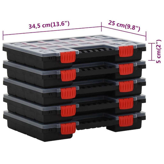 vidaXL Werkzeugkoffer-Organisator mit einstellbaren Fächern Transparente 34.5x25x5cm
