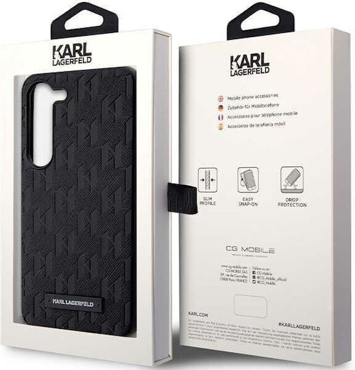 Karl Lagerfeld Saffiano Mono Metal Logo Back Cover Synthetic Leather / Plastic Black (Galaxy S23)