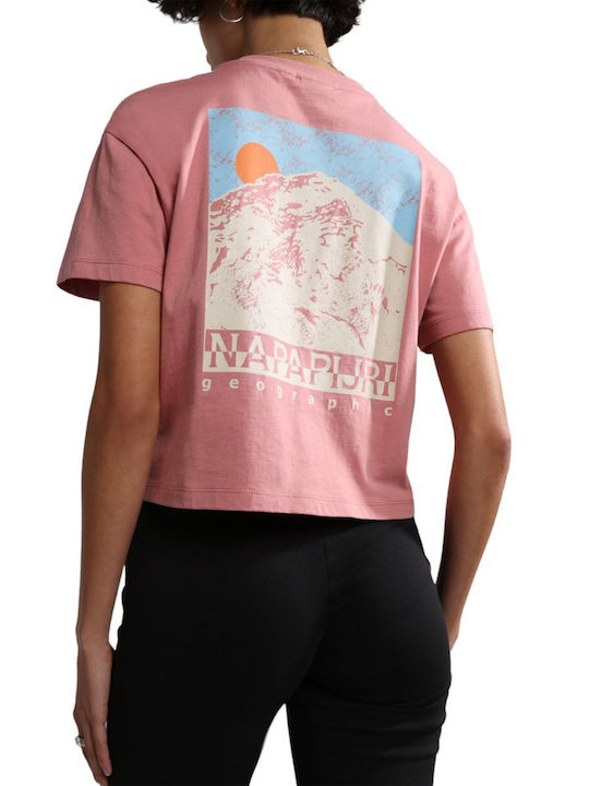 Napapijri Women's Short Sleeve Crop Top Pink