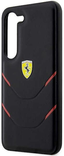 Ferrari Hot Stamp Lines Umschlag Rückseite Kunststoff / Silikon Schwarz (Galaxy S23)