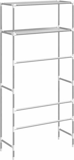 vidaXL An der Wand montiert Badezimmerregal Metallisch mit 2 Regalböden 69x28x143cm Gray