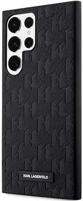 Karl Lagerfeld Mono Metal Logo Synthetic Leather / Plastic Back Cover Black (Galaxy S23 Ultra)