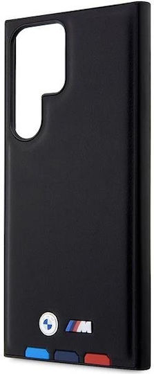 BMW Leather Stamp Tricolor Back Cover Leather / Silicone Black (Galaxy S23 Ultra)