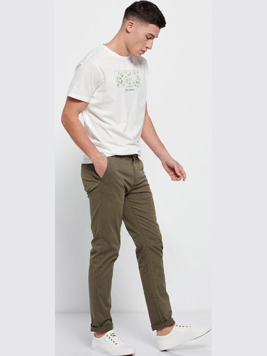 FBM007-00102 Trousers Chino Elastic in Straight Line khaki