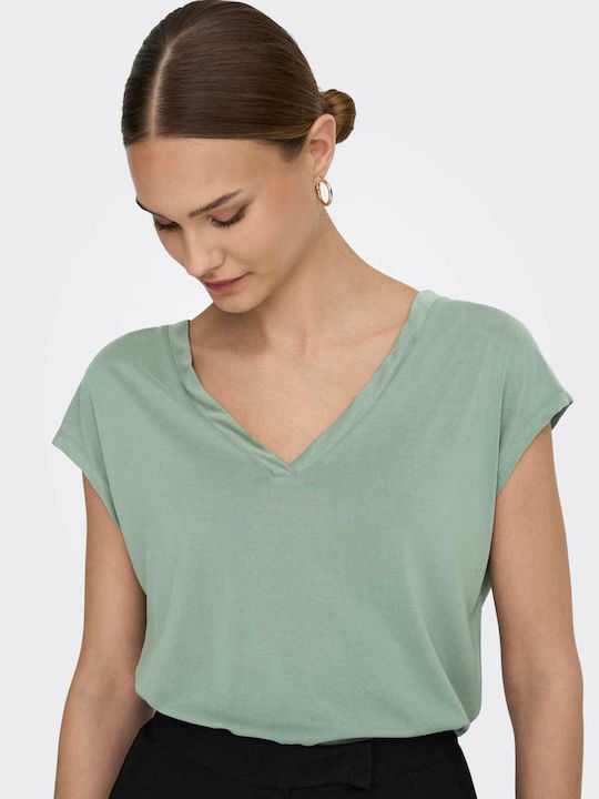 Only Women's Summer Blouse Sleeveless with V Neck Mint