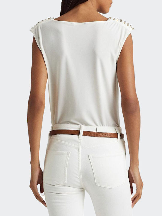 Priyanne Women's Summer Blouse Cotton Sleeveless Drape White