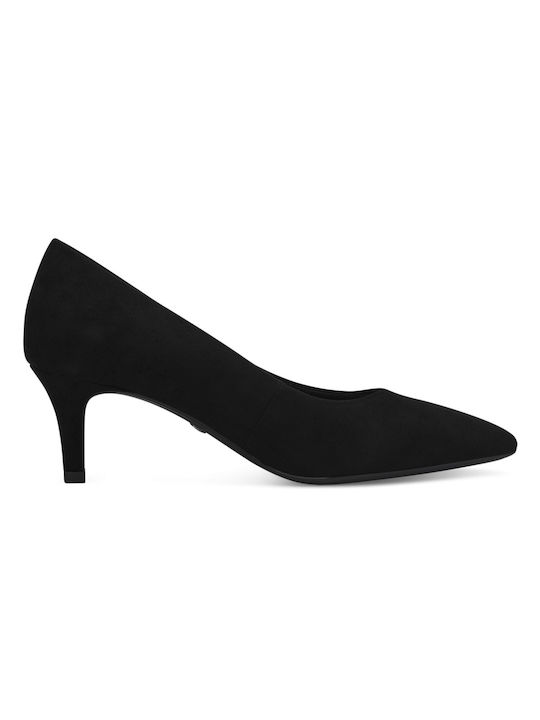 Tamaris Suede Pointed Toe Black Medium Heels