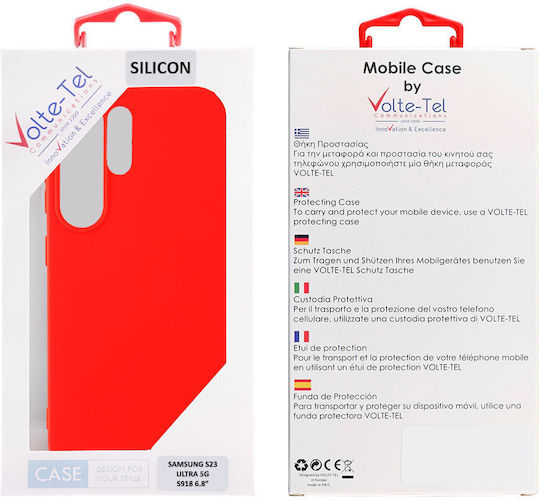 Volte-Tel Camera Guard Umschlag Rückseite Silikon Rot (Galaxy S23 Ultra)