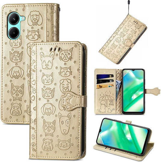 Cat and Dog Wallet Δερματίνης Χρυσό (Realme C33)
