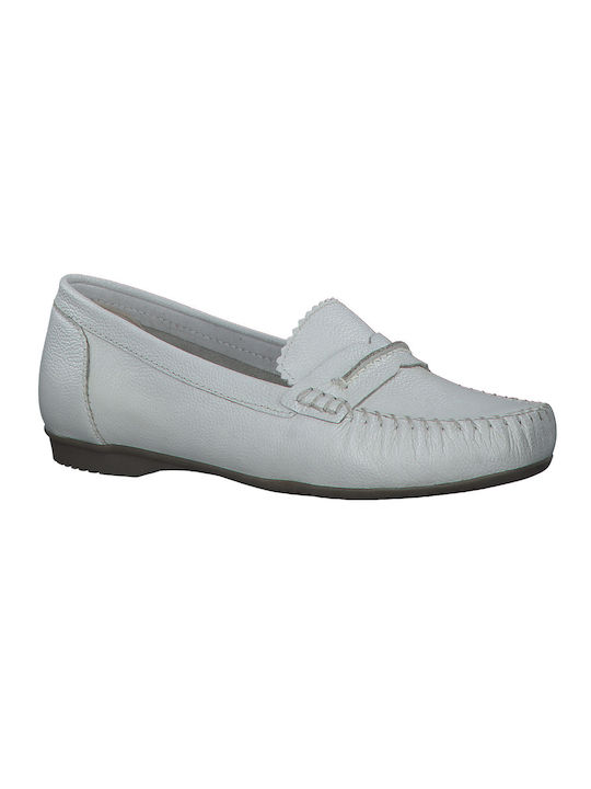 Marco Tozzi Leather Women's Moccasins in White Color