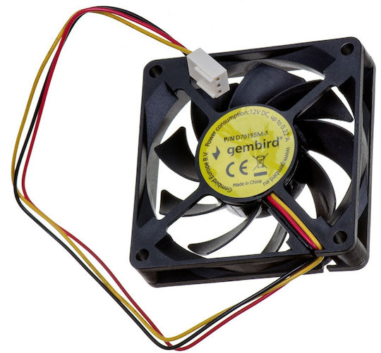 Gembird D7015SM-3 Gehäuselüfter 70mm 4000rpm 8.34cfm Ohne LEDs Beleuchtung und Verbindung 3-polig