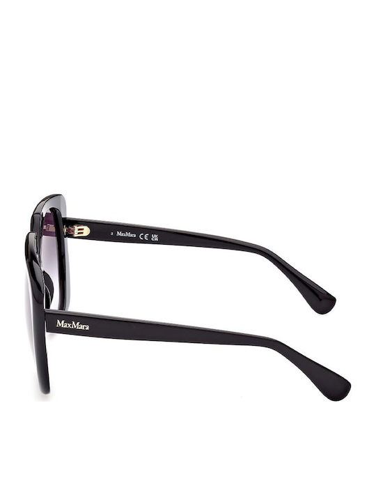 Max Mara Women's Sunglasses with Black Horn-Rimmed Frame and Gray Gradient Lenses