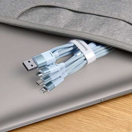 Baseus Starspeed Braided USB to Lightning / Type-C / micro USB Cable 3.5A Μπλε 1.2m (CAXS000017)