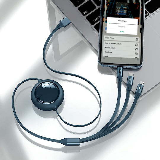 Baseus Starspeed Braided USB to Lightning / Type-C / micro USB Cable 3.5A Μαύρο 1.2m