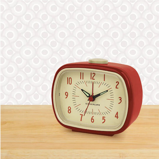 Kikkerland Retro Red Επιτραπέζιο Ρολόι με Δείκτες Πλαστικό με Ξυπνητήρι Κόκκινο AC08-R