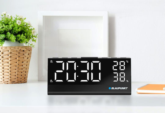 Blaupunkt CR10ALU Επιτραπέζιο Ψηφιακό Ρολόι LED Μεταλλικό με Ξυπνητήρι & Ραδιόφωνο Μαύρο 298567