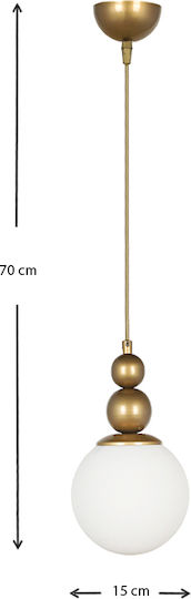 Megapap Latona Pendant Light Gold Ball with Socket E27 15x15x70cm