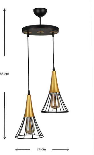 Megapap Havana Pendant Light Black with Socket E27 24x24x85cm