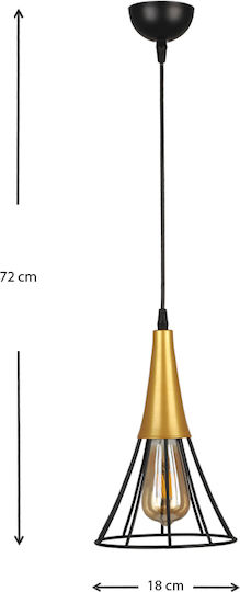 Megapap Havana Висящо Осветително Тяло Черен с Цокъл E27 18x18x72см.
