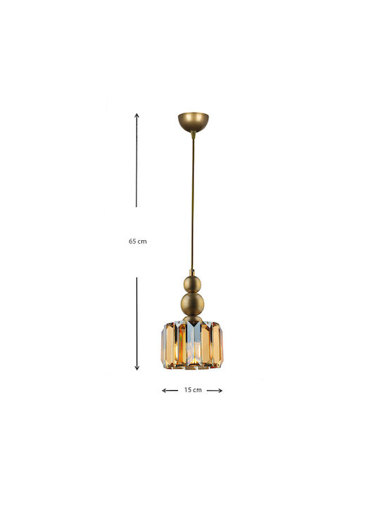 Megapap Alaba Pendant Light Gold with Socket E27 15x15x65cm